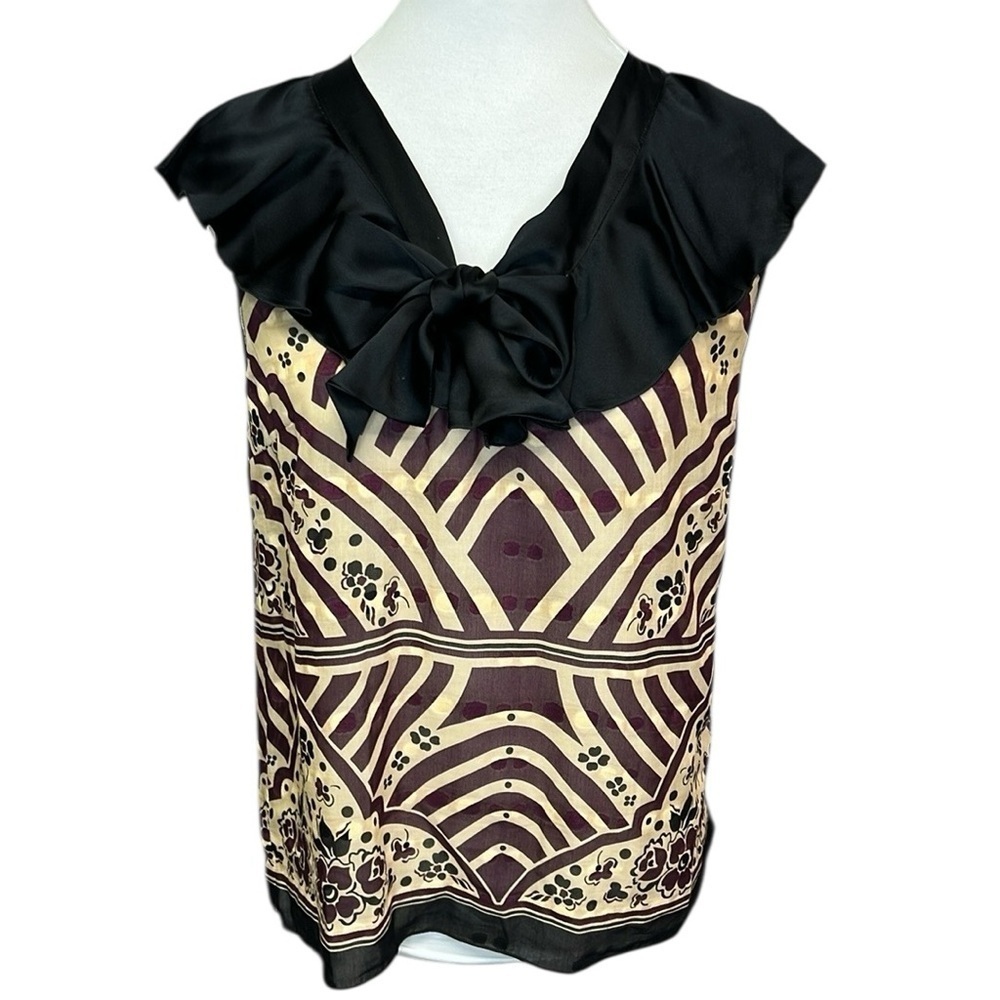 Anna Sui Silk Tie Neck Blouse